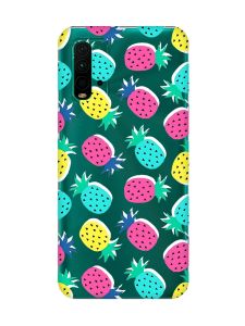Прозорий чохол на Xiaomi Redmi 9T  :: Різнокольорові ананаси (принт 346)