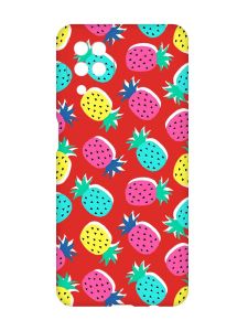 Матовий червоний чохол на Samsung Galaxy A12 :: Різнокольорові ананаси (принт 346)
