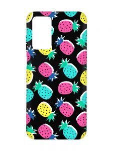 Матовий чорний чохол на Xiaomi Redmi Note 11 4G :: Різнокольорові ананаси (принт 346)