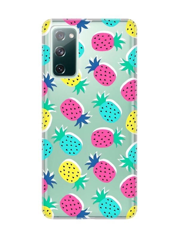 Прозорий чохол на Samsung Galaxy S20 FE :: Різнокольорові ананаси (принт 346)