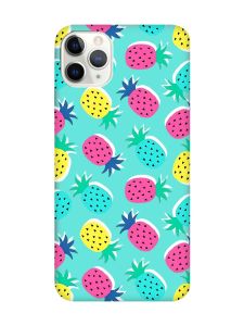 Матовий бірюзовий чохол на iPhone 11 Pro Max (6.5) :: Різнокольорові ананаси (принт 346)