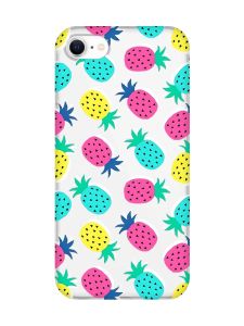 Прозорий чохол для iPhone 7, 8 :: Різнокольорові ананаси (принт 346)