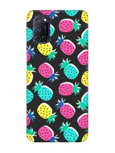 Матовий чорний чохол на Oppo A52/A72/A92 :: Різнокольорові ананаси (принт 346)