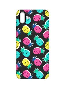Матовий чорний чохол на Samsung Galaxy A04 :: Різнокольорові ананаси (принт 346)