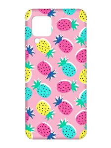 Матовий рожевий чохол на Samsung Galaxy M32/A22/M22 4G :: Різнокольорові ананаси (принт 346)