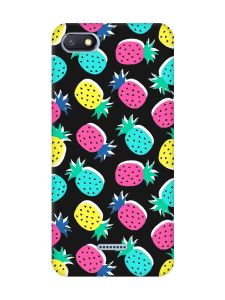 Матовий чорний чохол на Xiaomi Redmi 6A :: Різнокольорові ананаси (принт 346)