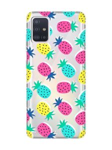 Прозорий чохол на Samsung Galaxy A71/A715 :: Різнокольорові ананаси (принт 346)