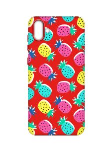 Матовий червоний чохол на Samsung Galaxy A04 :: Різнокольорові ананаси (принт 346)