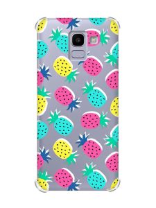 Чохол із потовщеними кутами на Samsung Galaxy J6 (2018) J600F :: Різнокольорові ананаси (принт 346)