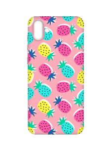 Матовий рожевий чохол на Samsung Galaxy A04 :: Різнокольорові ананаси (принт 346)
