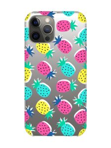 Прозорий чохол на iPhone 12 Pro Max :: Різнокольорові ананаси (принт 346)