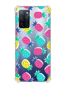 Чохол з потовщеними кутами на Oppo A55 :: Різнокольорові ананаси (принт 346)