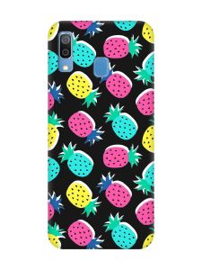Матовий чорний чохол на Samsung Galaxy A30 (2019) / A20 (2019) :: Різнокольорові ананаси (принт 346)