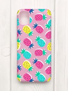 Матовий рожевий чохол на Samsung Galaxy A04E/A042 :: Різнокольорові ананаси (принт 346)