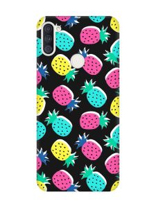 Матовий чорний чохол на Samsung Galaxy A11 :: Різнокольорові ананаси (принт 346)