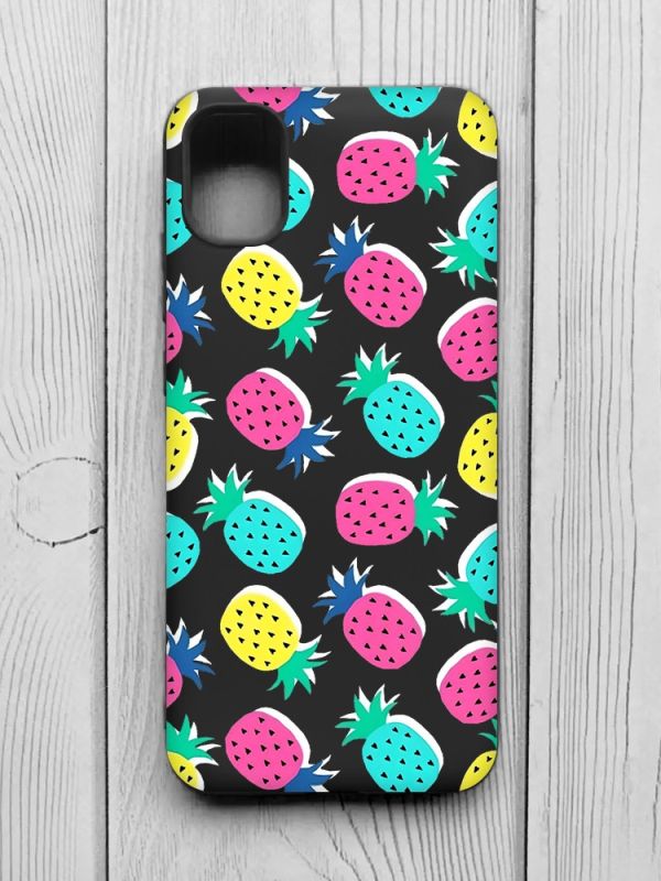 Матовий чорний чохол на Samsung Galaxy A04E/A042 :: Різнокольорові ананаси (принт 346)