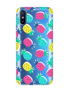 Прозорий чохол на Xiaomi Redmi 9A  :: Різнокольорові ананаси (принт 346)