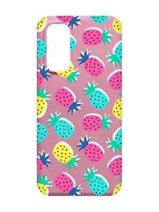 Матовий рожевий чохол на Xiaomi Redmi Note 11 4G :: Різнокольорові ананаси (принт 346)