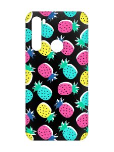 Матовий чорний чохол на Xiaomi Redmi Note 8 :: Різнокольорові ананаси (принт 346)
