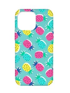 Матовий бірюзовий чохол на Apple iPhone 13 Pro :: Різнокольорові ананаси (принт 346)