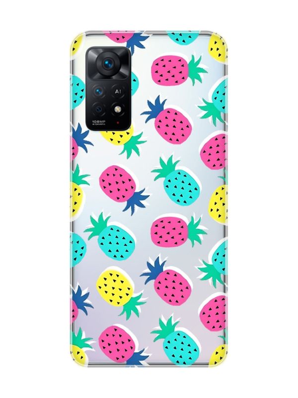 Прозорий чохол на Xiaomi Redmi Note 11 Pro :: Різнокольорові ананаси (принт 346)