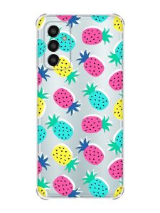 Чохол із потовщеними кутами на Samsung Galaxy M13 4G :: Різнокольорові ананаси (принт 346)