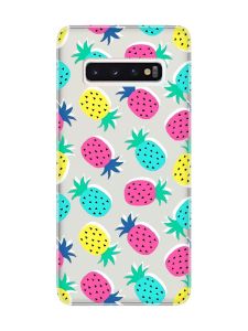 Прозорий чохол на Samsung Galaxy S10 :: Різнокольорові ананаси (принт 346)