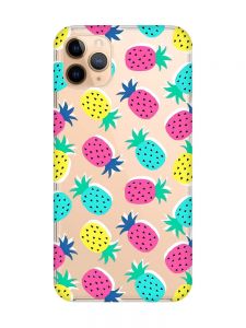 Прозорий чохол на iPhone 11 Pro Max (6,5) :: Різнокольорові ананаси (принт 346)