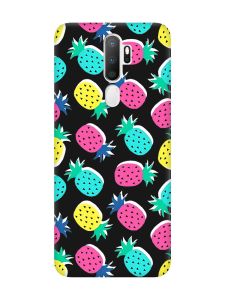 Матовий чорний чохол на Oppo A5 :: Різнокольорові ананаси (принт 346)