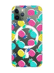 Магнітний чохол на iPhone 12/12 Pro із підтримкою MagSafe :: Різнокольорові ананаси (принт 346)