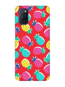 Матовий червоний чохол на Oppo A52/ A72/ A92 :: Різнокольорові ананаси (принт 346)