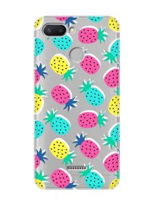 Прозорий чохол на Xiaomi Redmi 6  :: Різнокольорові ананаси (принт 346)