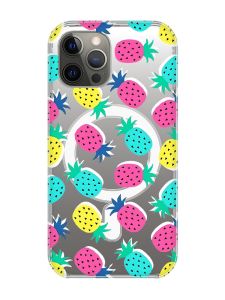 Магнітний чохол на iPhone 12 Pro Max із підтримкою MagSafe :: Різнокольорові ананаси (принт 346)