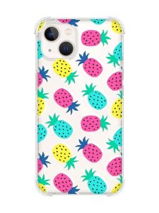 Чохол із потовщеними кутами на iPhone 14 Plus :: Різнокольорові ананаси (принт 346)