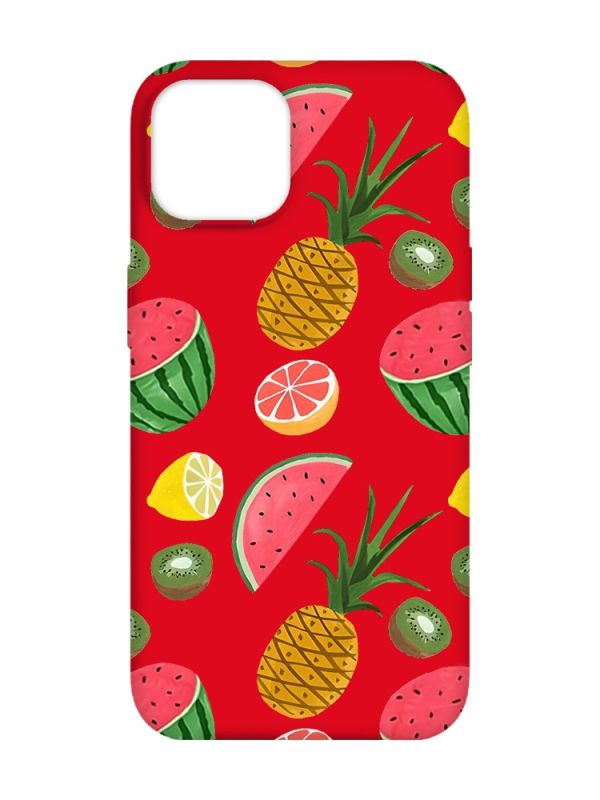 Матовий червоний чохол на Apple iPhone 14 :: Фруктовий мікс (принт 347)
