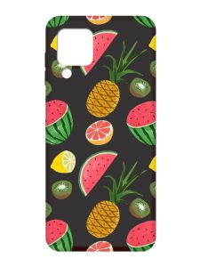 Матовий чорний чохол на Samsung Galaxy M32 / A22 / M22 4G :: Фруктовий мікс (принт 347)