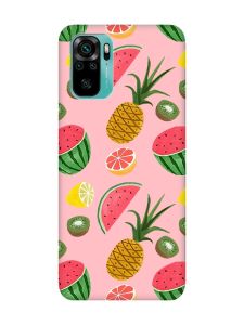 Матовий рожевий чохол на Xiaomi Redmi Note 10 / Note 10s :: Фруктовий мікс (принт 347)
