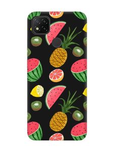 Матовий чорний чохол на Xiaomi Redmi 9C/10A :: Фруктовий мікс (принт 347)
