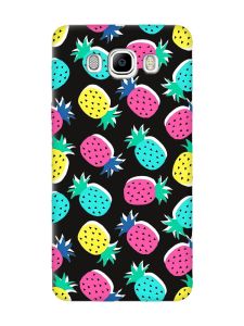 Матовий чорний чохол на Samsung Galaxy J7(2016) J710 :: Різнокольорові ананаси (принт 346)