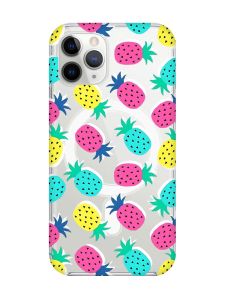 Магнітний чохол на iPhone 11 Pro Max із підтримкою MagSafe :: Різнокольорові ананаси (принт 346)