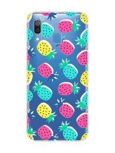Прозорий чохол для Samsung Galaxy A30 (2019)/A20 (2019) :: Різнокольорові ананаси (принт 346)
