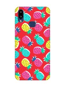 Матовий червоний чохол на Samsung Galaxy A10s (A107) :: Різнокольорові ананаси (принт 346)