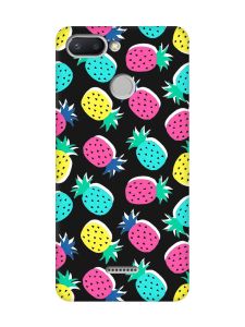 Матовий чорний чохол на Xiaomi Redmi 6 :: Різнокольорові ананаси (принт 346)