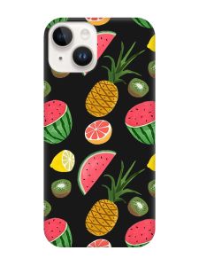 Матовий чорний чохол на Apple iPhone 14 :: Фруктовий мікс (принт 347)