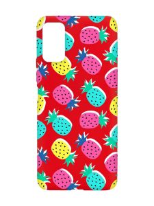 Матовий червоний чохол на Xiaomi Redmi Note 11 4G :: Різнокольорові ананаси (принт 346)