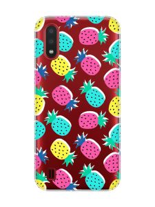 Прозорий чохол для Samsung Galaxy A01 :: Різнокольорові ананаси (принт 346)