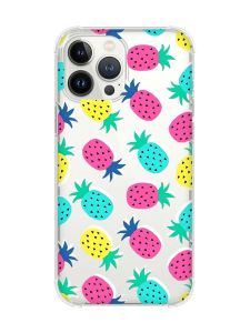 Чохол із потовщеними кутами на iPhone 14 Pro :: Різнокольорові ананаси (принт 346)