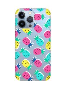 Прозорий чохол на Apple iPhone 13 Pro :: Різнокольорові ананаси (принт 346)