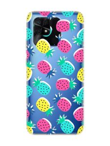 Прозорий чохол на Xiaomi Redmi 10C :: Різнокольорові ананаси (принт 346)