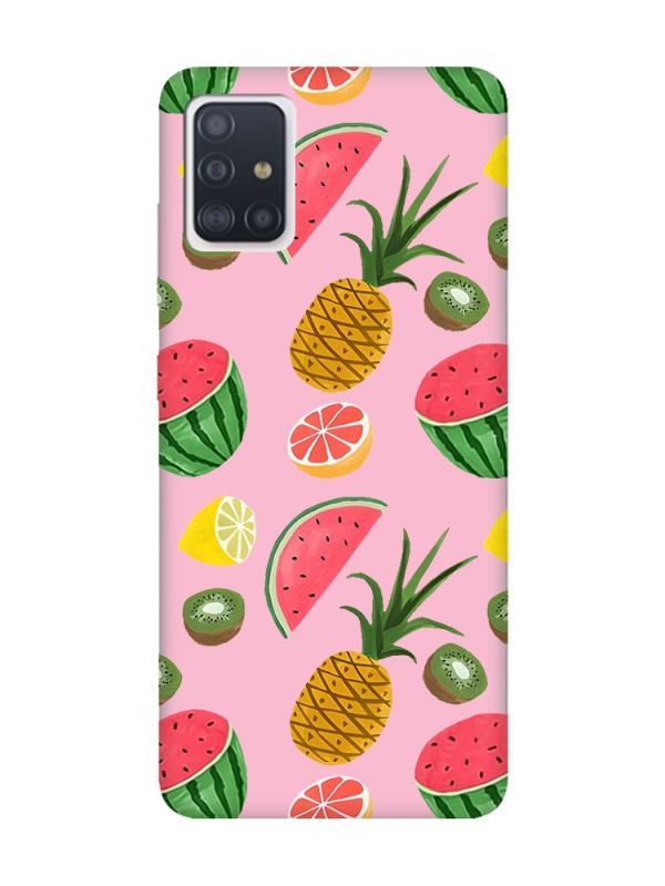 Матовий рожевий чохол на Samsung Galaxy A51 :: Фруктовий мікс (принт 347)